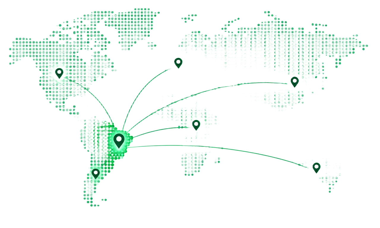 World map showing Geoteste's worldwide coverage